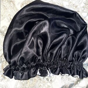 Black Satin Bonnet reversible to silver